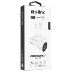 S-Link Autós töltő - SL-EC30M (2db USB, 5V/2.4A/3,4A, 17W, Micro usb, 100cm adat+töltőkábel, fehér) - Image 5