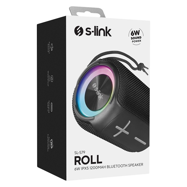 S-Link Bluetooth Hangszóró - SL-S79 ROLL (RGB, 6W, 1200mah, hangerőszabályzó, IPX5, USB) - Image 6
