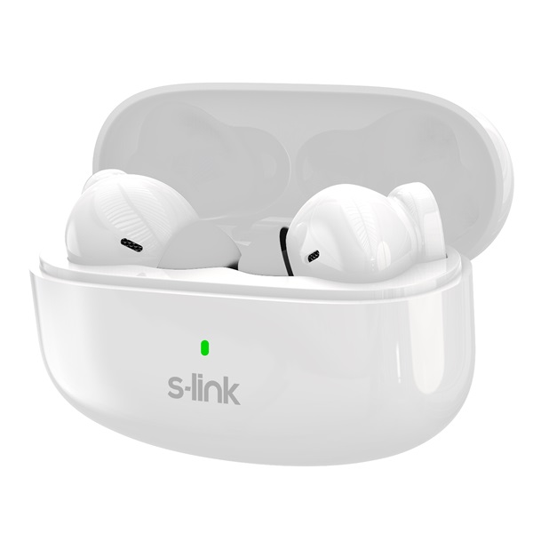 S-Link Fülhallgató Vezeték Nélküli - SL-TWS08 White (Bluetooth, ENC, Type-C, 4x HD mikrofon, 40 óra, fehér) - Image 2