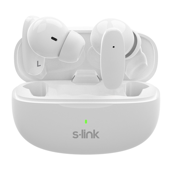 S-Link Fülhallgató Vezeték Nélküli - SL-TWS08 White (Bluetooth, ENC, Type-C, 4x HD mikrofon, 40 óra, fehér) - Image 3
