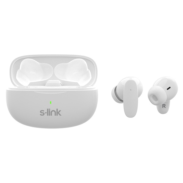 S-Link Fülhallgató Vezeték Nélküli - SL-TWS08 White (Bluetooth, ENC, Type-C, 4x HD mikrofon, 40 óra, fehér) - Image 5