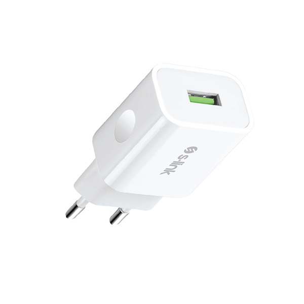 S-Link Hálózati töltő - AND-EC14B Lightning  (1db USB, 5V/1A, 5W, Lightning-USB 100cm adat+töltőkábel, fehér) - Image 2