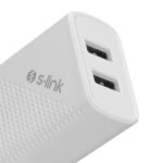 S-Link Hálózati töltő - SL-EC50L (2db USB, 5V/3A, 12W, Gyorstöltés, Lightning, 100cm adat+töltőkábel, fehér) - Image 5