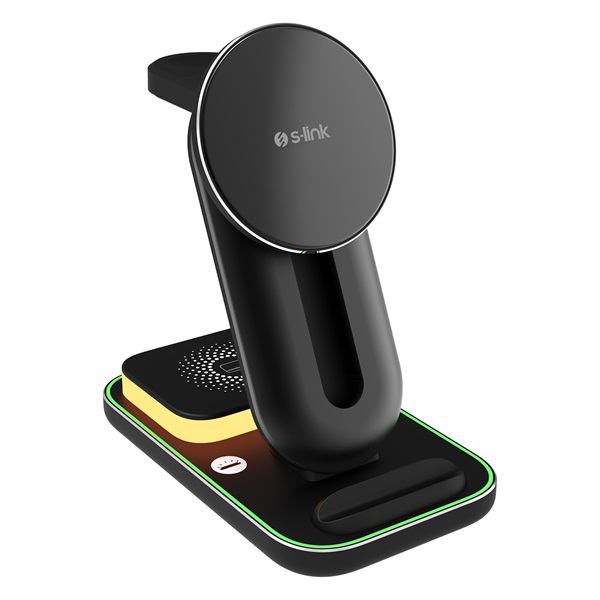 S-Link Vezeték nélküli töltő - SW-CWF117 (Magsafe Wireless charge 3 in 1, 15W, fekete)