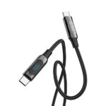 S-Link kábel - LCC-0100 (LED kijelző, 100W, Gyorstöltés, Type-C to Type-C 100cm adat+töltőkábel, fekete, fonott) - Image 2