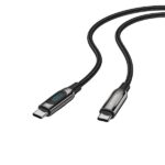 S-Link kábel - LCC-0100 (LED kijelző, 100W, Gyorstöltés, Type-C to Type-C 100cm adat+töltőkábel, fekete, fonott) - Image 3