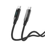 S-Link kábel - LCC-0100 (LED kijelző, 100W, Gyorstöltés, Type-C to Type-C 100cm adat+töltőkábel, fekete, fonott) - Image 4