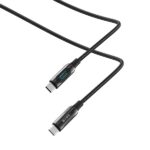 S-Link kábel - LCC-0100 (LED kijelző, 100W, Gyorstöltés, Type-C to Type-C 100cm adat+töltőkábel, fekete, fonott) - Image 5
