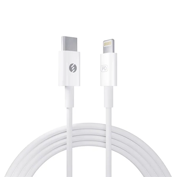 S-Link kábel - SL-C120 (2A, 20W, Gyorstöltés, Type-C to Lightning, adat+töltőkábel, fehér, 1m)