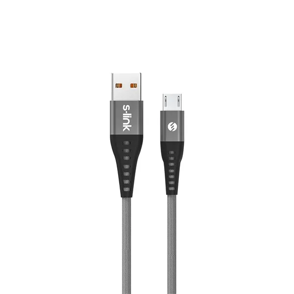 S-Link kábel - SL-STM60M (3A, 12W, Gyorstöltés, MicroUSB, 100cm adat+töltőkábel, szürke) - Image 2