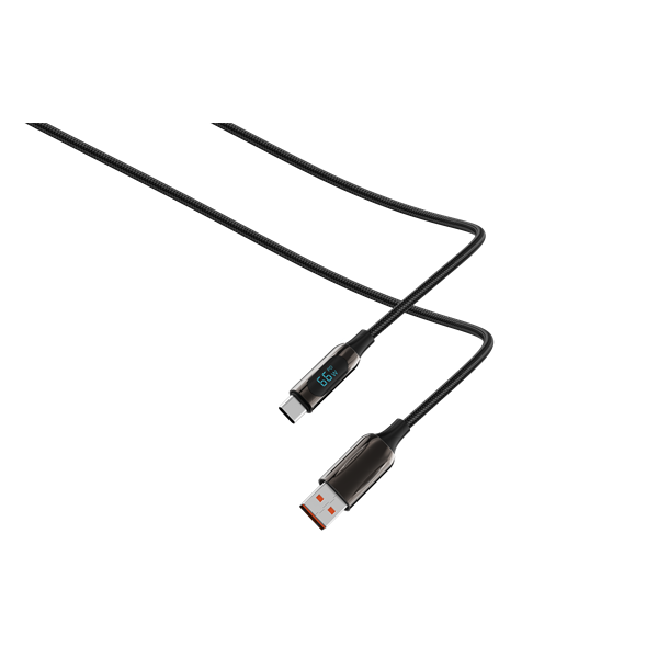 S-Link kábel - UC-066 (LED kijelző, 66W, Gyorstöltés, Type-C, 100cm adat+töltőkábel, fekete, fonott) - Image 4