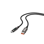 S-Link kábel - UC-066 (LED kijelző, 66W, Gyorstöltés, Type-C, 100cm adat+töltőkábel, fekete, fonott) - Image 3