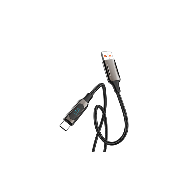 S-Link kábel - UC-066 (LED kijelző, 66W, Gyorstöltés, Type-C, 100cm adat+töltőkábel, fekete, fonott) - Image 3
