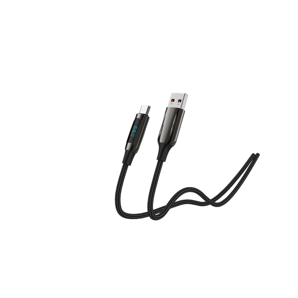 S-Link kábel - UC-066 (LED kijelző, 66W, Gyorstöltés, Type-C, 100cm adat+töltőkábel, fekete, fonott) - Image 5