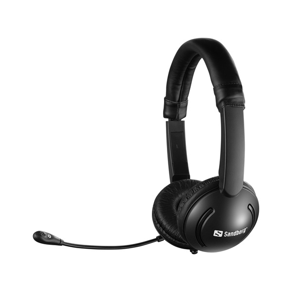 Sandberg Fejhallgató - MiniJack Chat Headset Saver (mikrofon; 3,5mm jack; hangerő szabályzó; 1,8m kábel; fekete) - Image 1