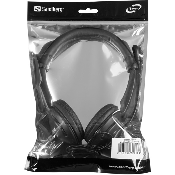 Sandberg Fejhallgató - MiniJack Chat Headset Saver (mikrofon; 3,5mm jack; hangerő szabályzó; 1,8m kábel; fekete) - Image 6