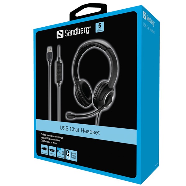 Sandberg Fejhallgató - USB Chat Headset (mikrofon; USB; hangerő szabályzó; 1,8m kábel; fekete) - Image 8