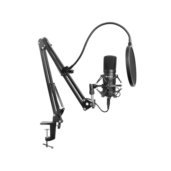 Sandberg Mikrofon - Streamer USB Microphone Kit (fekete; USB; Pop-filter; lökés-csillapító; állítható asztali tartókar) - Image 2