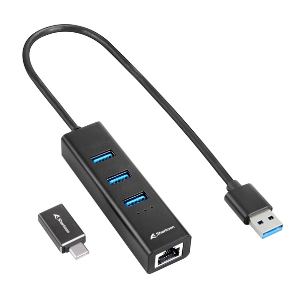 Sharkoon_USB_Hub_-_Aluminium_Hub_Type-C_adapter_RJ45_3port_USB32_Gen_1_Fekete-i408435.jpg Sharkoon USB Hub - Aluminium Hub Type-C adapter + RJ45 (3port; USB3.2 Gen 1; Fekete) - Image 1