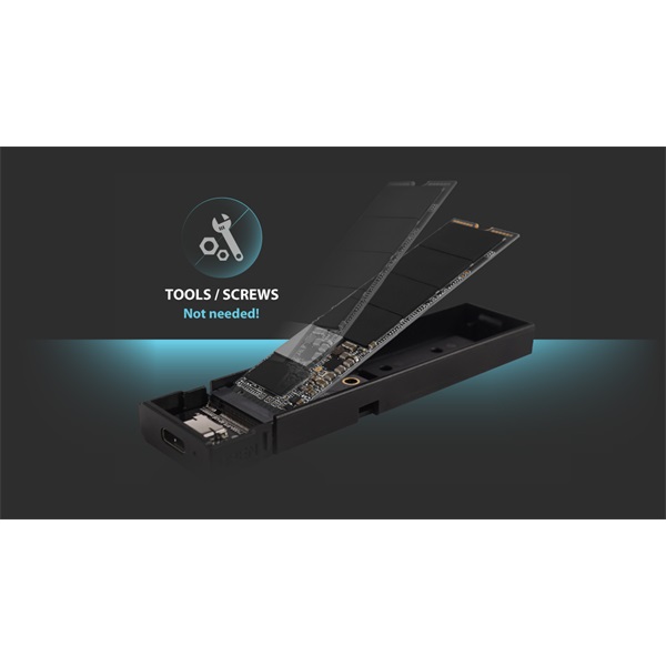 Silicon Power Külső SSD ház  - PD60 (M.2 PCIe NVMe SSD / M.2 SATA SSD, Type-C kimenet, Alu, Fekete) - Image 2
