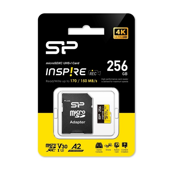 Silicon Power MicroSD kártya - 256GB microSDXC UHS-I U3, 3D TLC NAND (170/150 MB/s A2/V30) DDR200 transfer rate - Image 1