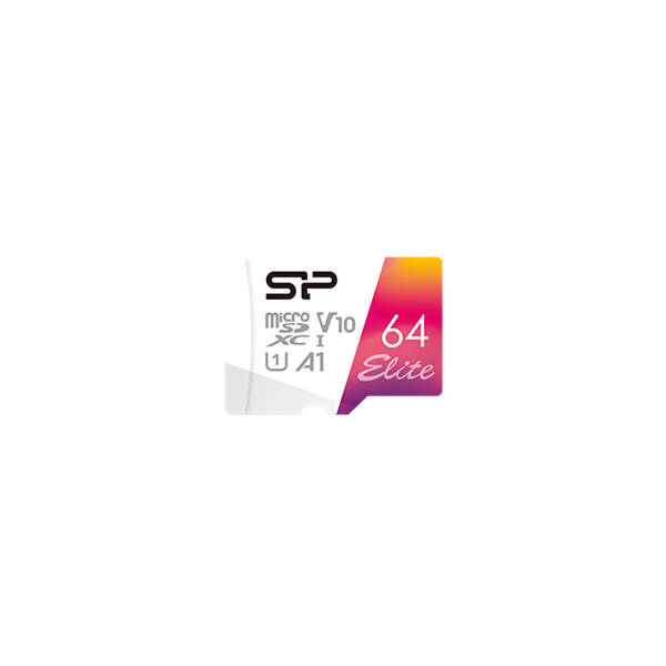 Silicon Power MicroSD kártya -  64GB microSDXC Elite UHS-1 U1 + adapter - Image 1