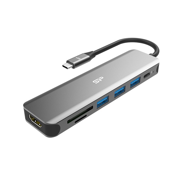 Silicon_Power_USB_HUB_-_Type-C_7in1_HUB_1db_HDMI_1db_MicroSD_SD_kartya_3db_USB30_1db_Type-C_Fekete-i307663.jpg Silicon Power USB HUB - Type-C 7in1 HUB  (1db HDMI, 1db MicroSD, SD kártya, 3db  USB3.0, 1db Type-C ) Fekete - Image 1