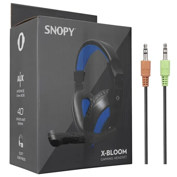 Snopy Fejhallgató - SN-633 Blue (mikrofon, 3.5mm jack, hangerőszabályzó, nagy-párnás, 1.8m kábel, fekete-kék) - Image 5