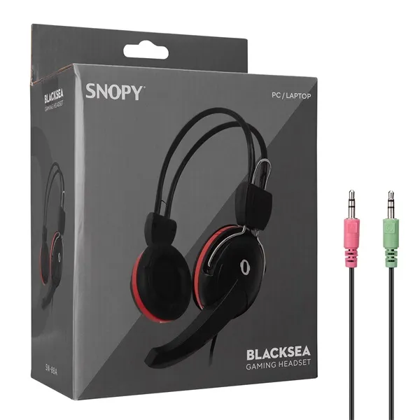 Snopy Fejhallgató - SN-88A (mikrofon, 3.5mm jack, hangerőszabályzó, nagy-párnás, 1.8m kábel, fekete-piros) - Image 7