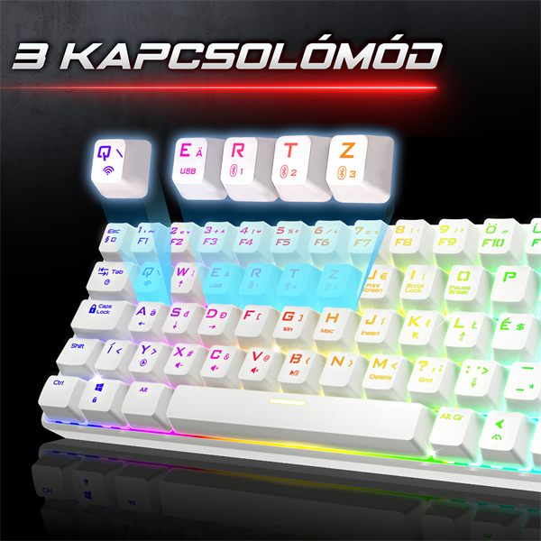 Spirit of Gamer Billentyűzet Mechanikus - XPERT K200 White  (TKL, SOG red, RGB LED,USB, anti-ghosting, fehér, magyar) - Image 4