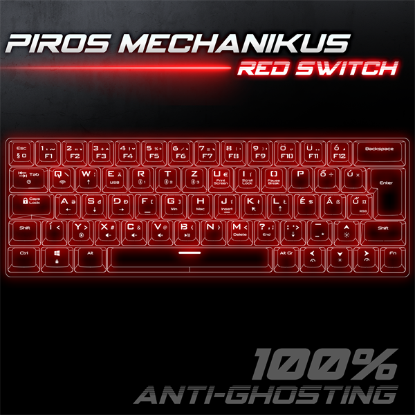 Spirit of Gamer Billentyűzet Mechanikus - XPERT K200 White  (TKL, SOG red, RGB LED,USB, anti-ghosting, fehér, magyar) - Image 5