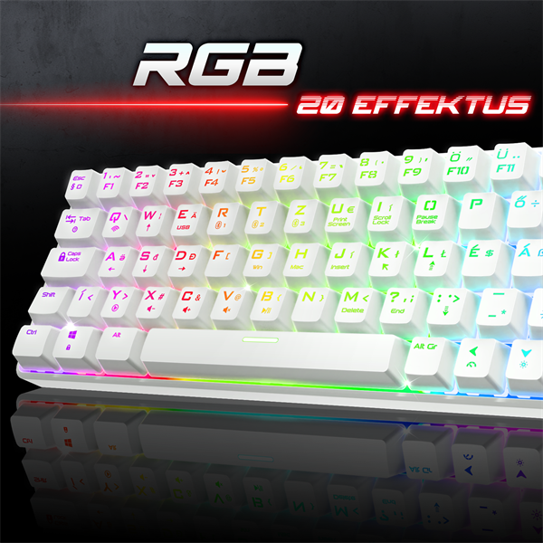 Spirit of Gamer Billentyűzet Mechanikus - XPERT K200 White  (TKL, SOG red, RGB LED,USB, anti-ghosting, fehér, magyar) - Image 6