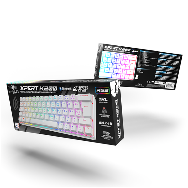 Spirit of Gamer Billentyűzet Mechanikus - XPERT K200 White  (TKL, SOG red, RGB LED,USB, anti-ghosting, fehér, magyar) - Image 10