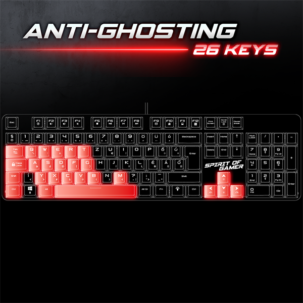 Spirit of Gamer Billentyűzet Mechanikus - XPERT K250 (105 gomb, SOG red, RGB LED,USB, anti-ghosting, fekete, magyar) - Image 3