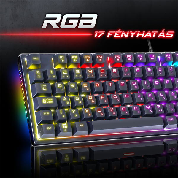 Spirit of Gamer Billentyűzet Mechanikus - XPERT K250 (105 gomb, SOG red, RGB LED,USB, anti-ghosting, fekete, magyar) - Image 5
