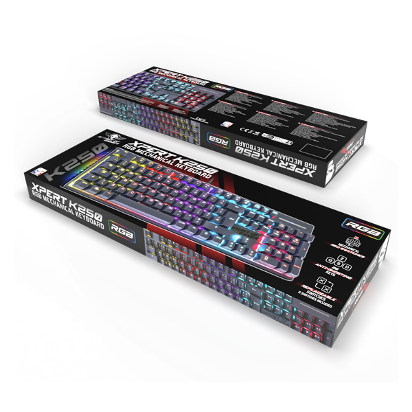 Spirit of Gamer Billentyűzet Mechanikus - XPERT K250 (105 gomb, SOG red, RGB LED,USB, anti-ghosting, fekete, magyar) - Image 8