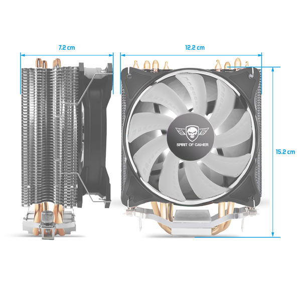 Spirit of Gamer CPU Cooler - CPU AIRCOOLER 120 MM ARGB (27dB; 2500 RPM; 1x12cm; aluminium/réz) - Image 11
