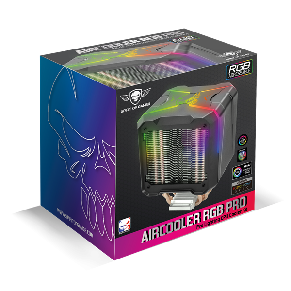 Spirit of Gamer CPU Cooler - CPU AIRCOOLER PRO ARGB (27dB; 1600 RPM; 1x12cm; aluminium/réz) - Image 10