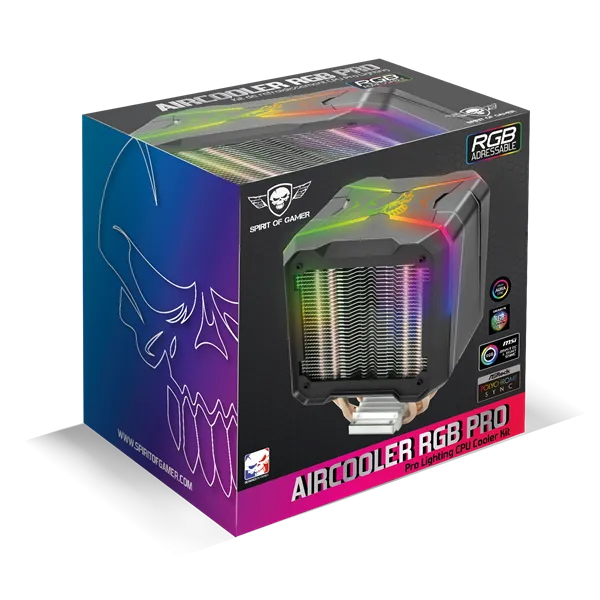 Spirit of Gamer CPU Cooler - CPU AIRCOOLER PRO ARGB (27dB; 1600 RPM; 1x12cm; aluminium/réz) - Image 10