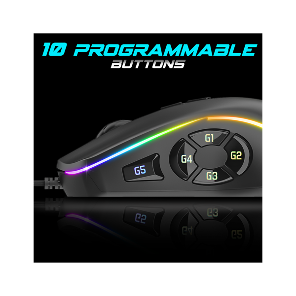 Spirit of Gamer Egér - ELITE-M30 (Optikai, 12800DPI, 10 gomb programozható, RGB, harisnyázott kábel, fekete) - Image 6