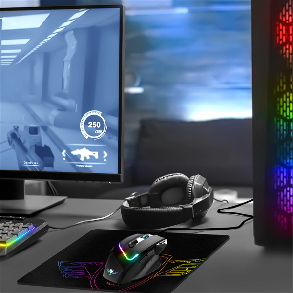 Spirit of Gamer Egér - PRO-M3 RGB (Optikai, 7200DPI, 8 gomb, harisnyázott kábel, fekete) + egérpad - Image 14