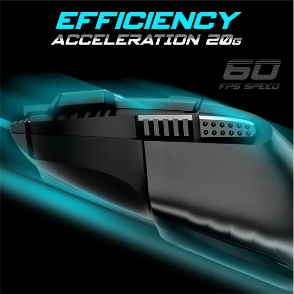 Spirit of Gamer Egér - PRO-M5 RGB (Optikai, 12800DPI, 1000Hz, 8 gomb, harisnyázott kábel, fekete) - Image 5