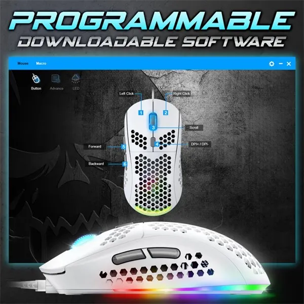 Spirit of Gamer Egér - S-PM4 RGB Arctic (Optikai, 12800DPI, 6 gomb, harisnyázott kábel, fehér) - Image 7