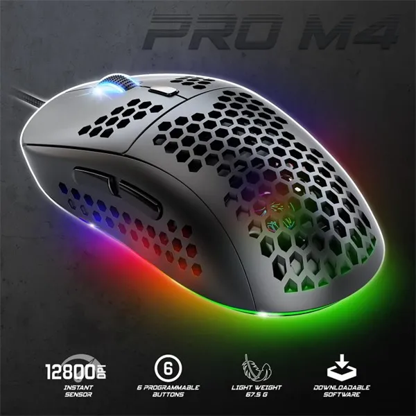 Spirit of Gamer Egér - S-PM4 RGB (Optikai, 12800DPI, 6 gomb, harisnyázott kábel, fekete) - Image 3