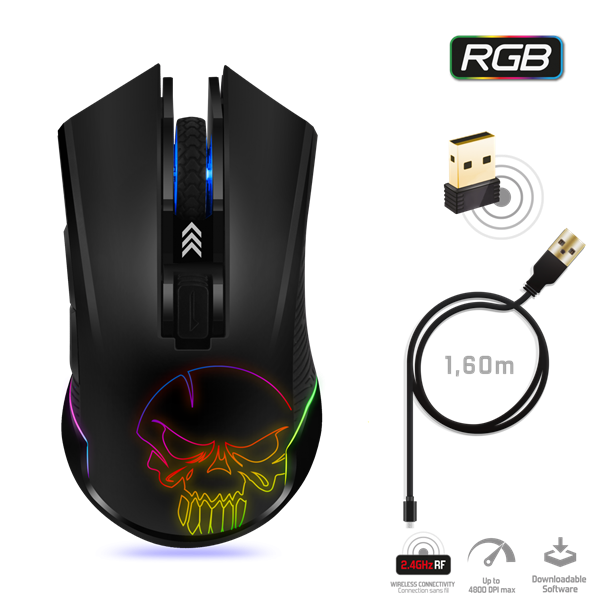 Spirit of Gamer Egér Vezeték nélküli - ELITE-M20 Wireless (4800DPI, 1000Hz, 6 gomb, Omron, harisnyázott kábel, fekete) - Image 7