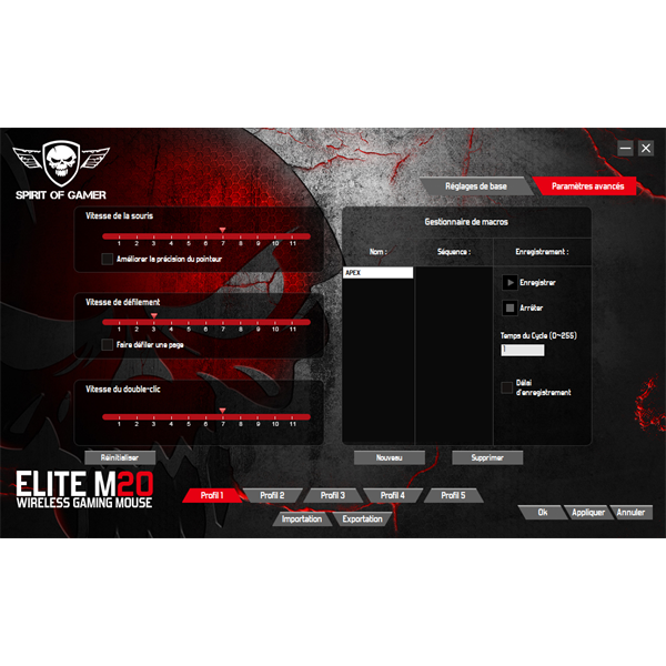 Spirit of Gamer Egér Vezeték nélküli - ELITE-M20 Wireless (4800DPI, 1000Hz, 6 gomb, Omron, harisnyázott kábel, fekete) - Image 10