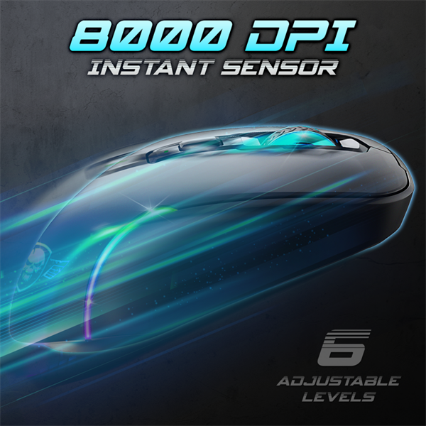 Spirit of Gamer Egér Vezeték nélküli  - ELITE-M50 Black (Optikai, 8000DPI, 1000Hz, 6 programozható gomb, RGB, fekete) - Image 7