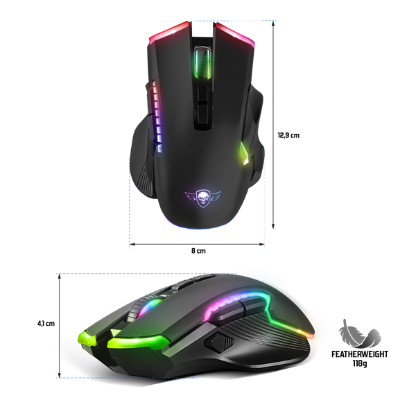 Spirit of Gamer Egér Vezeték nélküli - ELITE-M70 (Optikai, 4800DPI, 8 programozható gomb, Max.: 10m, fekete) - Image 12