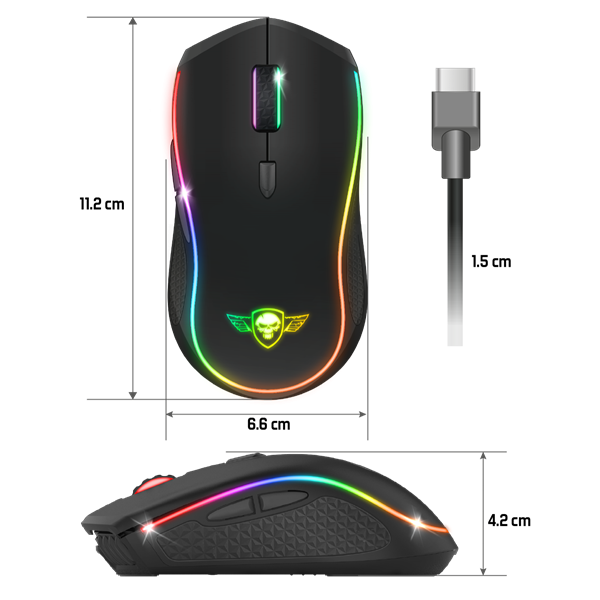 Spirit of Gamer Egér Vezeték nélküli - PRO-M9 (Optikai, 4200DPI, 6 programozható gomb, Max.: 10m, fekete) - Image 8