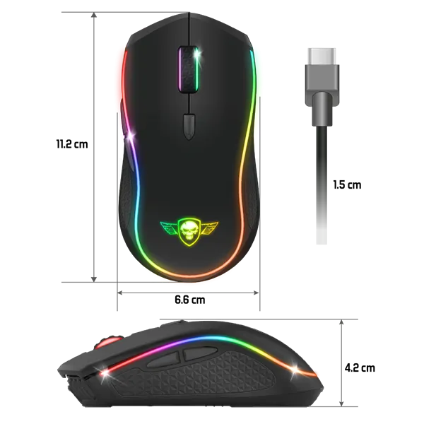Spirit of Gamer Egér Vezeték nélküli - PRO-M9 (Optikai, 4200DPI, 6 programozható gomb, Max.: 10m, fekete) - Image 8